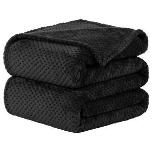 Flannel Fleece Bed Blankets Microfiber 330GSM 50"x60" Black